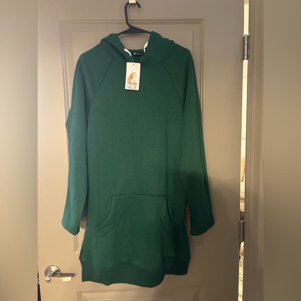 Green Hooded Sweater dress NWT